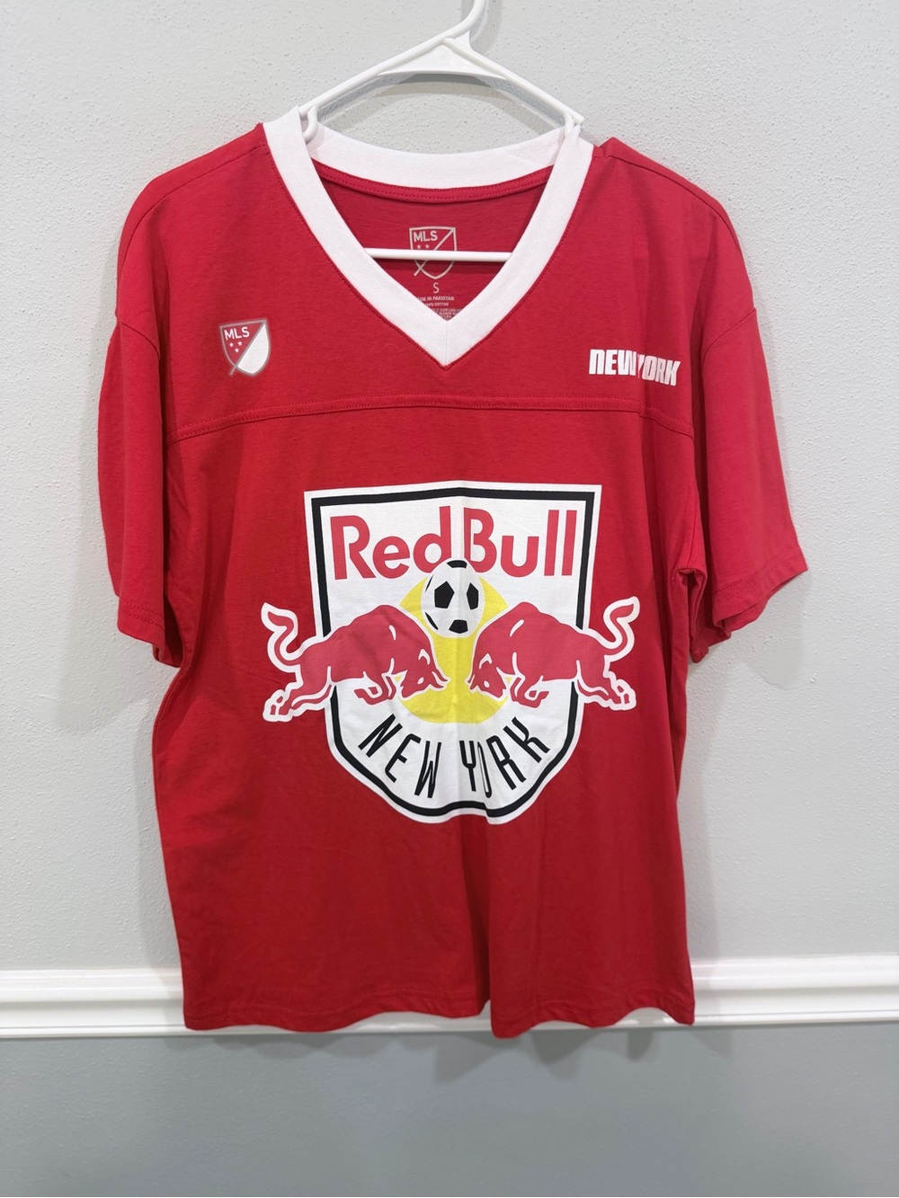 MLS New York Red Bulls Red/White Soccer Jersey #96 S NWOT